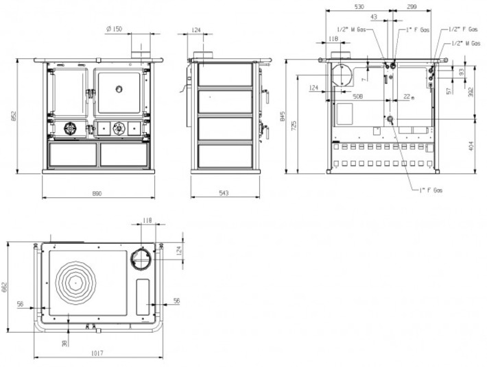 b shop5 161 - Kuchnia kaflowa z płaszczem wodnym La Nordica TermoRosa DSA BORDO