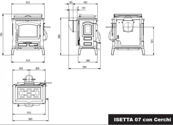  La Nordica Isetta Con Cerchi 4.0 Evo z płytą do gotowania Piec kominkowy